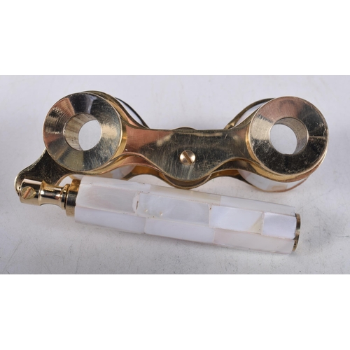 1203 - A PAIR OF MOTHER OF PEARL OPERA GLASSES. 18 cm x 8 cm.