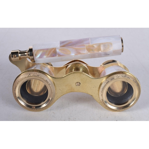 1203 - A PAIR OF MOTHER OF PEARL OPERA GLASSES. 18 cm x 8 cm.