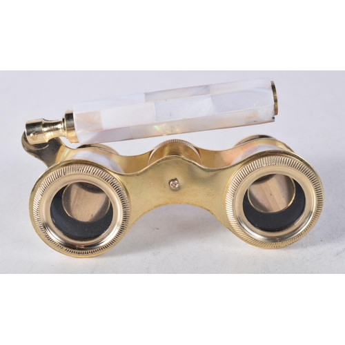 1209 - A PAIR OF MOTHER OF PEARL OPERA GLASSES. 18 cm x 8 cm.