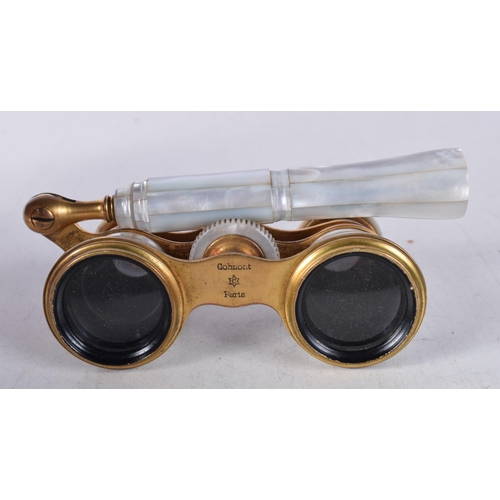 1213 - A PAIR OF MOTHER OF PEARL OPERA GLASSES. 18 cm x 8 cm.