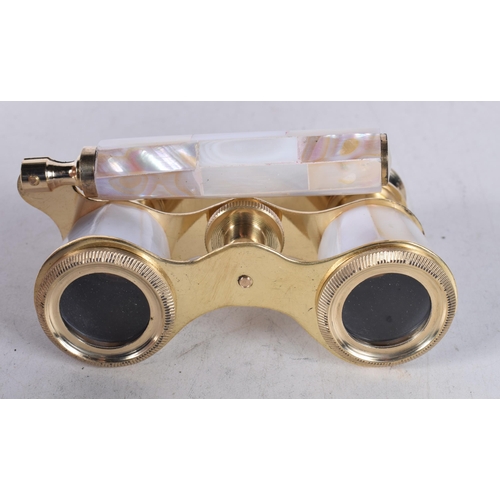 1216 - A PAIR OF MOTHER OF PEARL OPERA GLASSES. 18 cm x 8 cm.