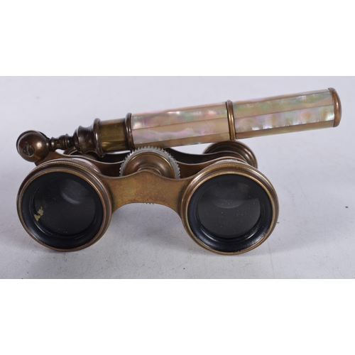 1217 - A PAIR OF MOTHER OF PEARL OPERA GLASSES. 18 cm x 8 cm.