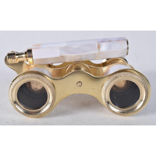 1218 - A PAIR OF MOTHER OF PEARL OPERA GLASSES. 18 cm x 8 cm.