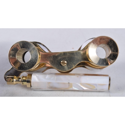 1220 - A PAIR OF MOTHER OF PEARL OPERA GLASSES. 18 cm x 8 cm.