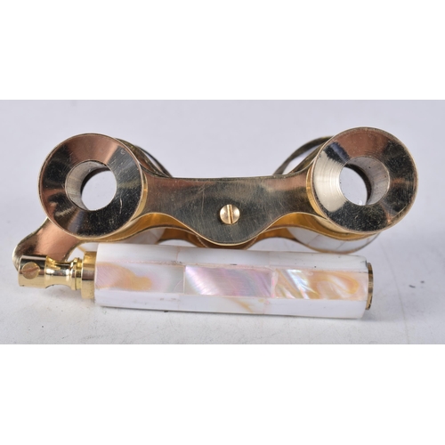 1222 - A PAIR OF MOTHER OF PEARL OPERA GLASSES. 18 cm x 8 cm.