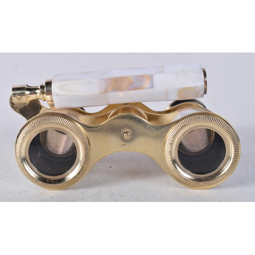 1222 - A PAIR OF MOTHER OF PEARL OPERA GLASSES. 18 cm x 8 cm.