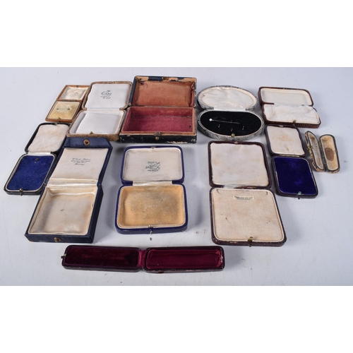 1226 - TWELVE ANTIQUE JEWELLERY BOXES. Largest 12 cm x 6 cm. (12)