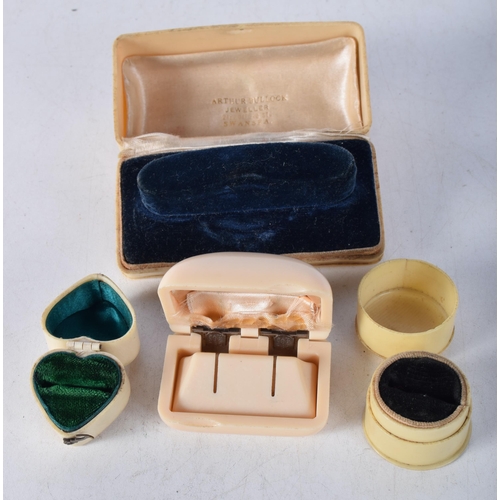 1228 - FOUR VINTAGE JEWELLERY BOXES. Largest 9.5 cm x 5 cm. (4)