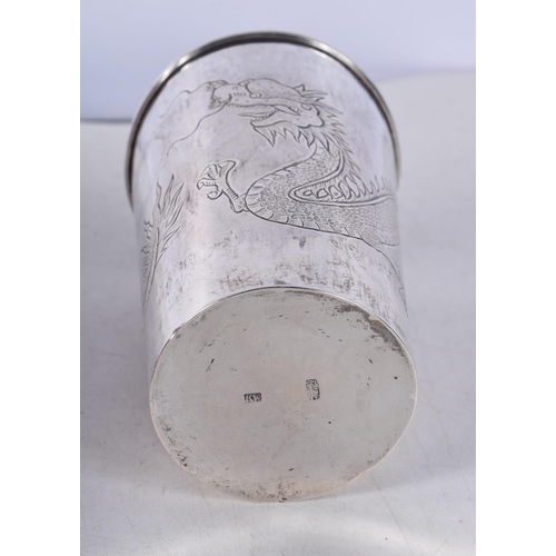 1249A - AN ANTIQUE CHINESE EXPORT MILITARY INTEREST SILVER BEAKER presented to Mid A F B Carpenter, by the a... 