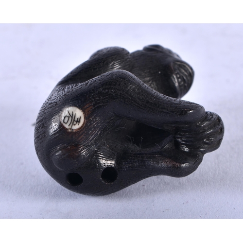 1259 - A Carved Hardwood Netsuke in the form of a Monkey. 4cm x 3.6cm x 2.4cm, weight 12.5g