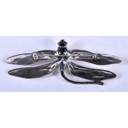 1267 - A Sterling Silver Dragonfly Brooch. Stamped Sterling. 9.5cm x 4cm, weight 21.6g