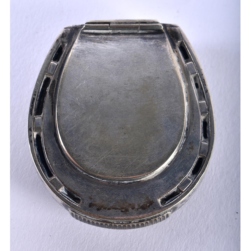 1269 - A plated novelty vesta case in the form of a horseshoe with Enamel Insert By H.J. Cooper & Co, 4.8cm... 