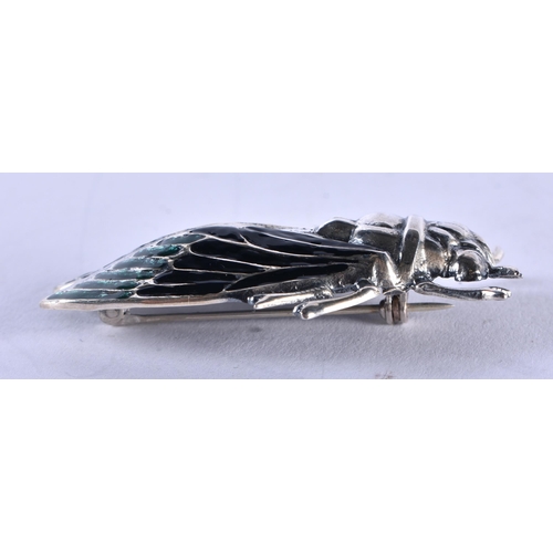 1273 - A Sterling Silver and Enamel Fly Brooch. Stamped Sterling. 5cm x 3cm, weight 11.8g