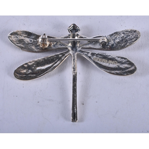 1287 - A Sterling Silver Dragonfly Brooch. Stamped Sterling. 5cm x 3.8cm, weight 7.3g