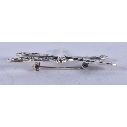 1287 - A Sterling Silver Dragonfly Brooch. Stamped Sterling. 5cm x 3.8cm, weight 7.3g