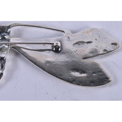 1288 - A Large Sterling Silver Dragonfly Brooch. Stamped Sterling. 9.7cm x 3.5cm, weight 20.7g