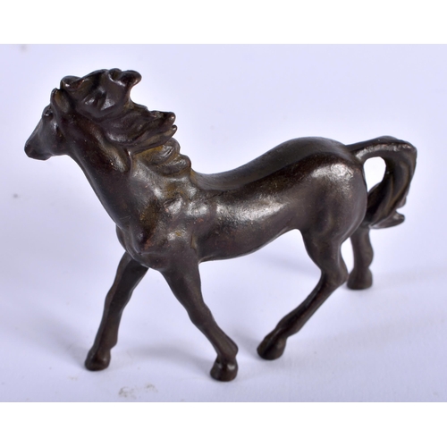 1292 - A Japanese Bronze of a Horse with Flowing Mane and Tail. 8cm x 9cm x 2.2cm, weight 181g