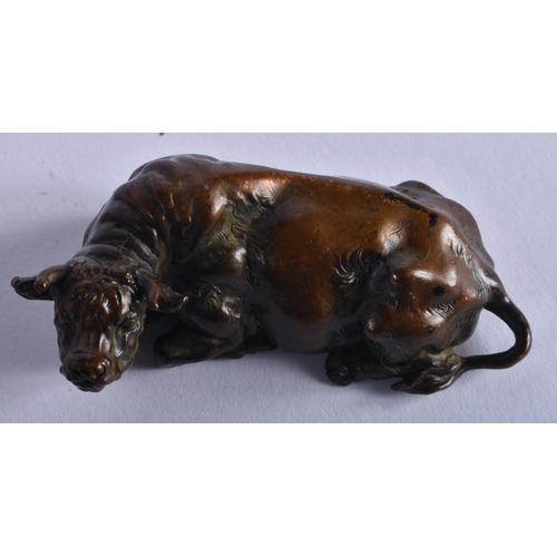 1303 - A Japanese Bronze of a Recumbent Water Buffalo. 6.4cm x 3.3cm x 2.2cm, weight 130g