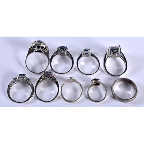 1314 - Nine Silver Rings. Stamped 925, Sizes G,K,P,Q & R, total weight 31g (9)