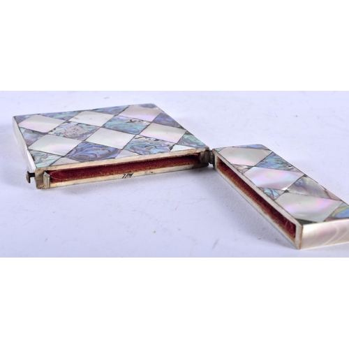 1315 - A Card Case with Mother of Pearl and Abalone Shell inlay. 10.5cm x 7.8cm x 1cm, weight 53g