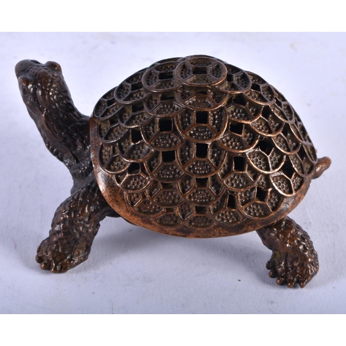 1326 - A JAPANESE BRONZE TORTOISE OKIMONO. 195 grams. 8.5 cm x 5.75 cm.