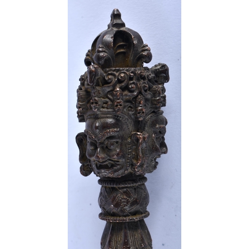 1327 - A LARGE CHINESE TIBETAN BRONZE PHURBA. 346 grams. 19.5 cm x 3.5 cm.