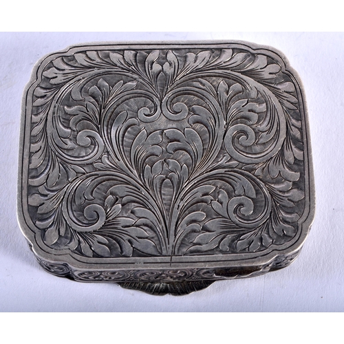 1346 - AN ANTIQUE CONTINENTAL SILVER AND ENAMEL BOX. 52 grams. 6 cm x 5.25cm.