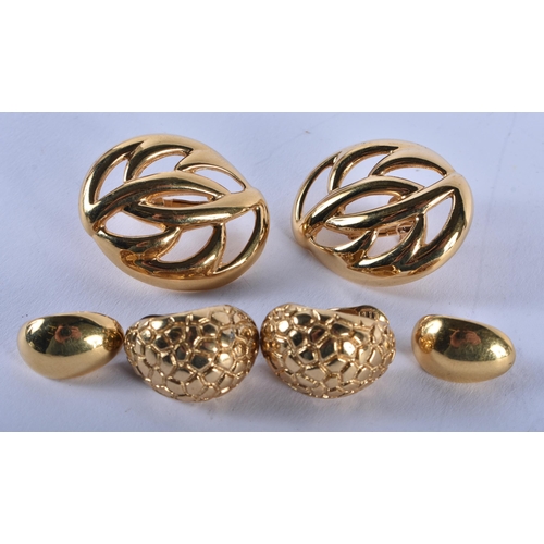 1368 - TWO PAIRS OF MONET EARRINGS and another pair. 41 grams. Largest 3.5 cm x 2.75 cm. (6)