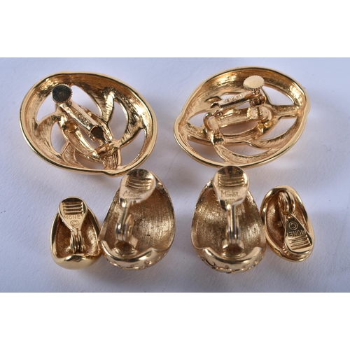 1368 - TWO PAIRS OF MONET EARRINGS and another pair. 41 grams. Largest 3.5 cm x 2.75 cm. (6)