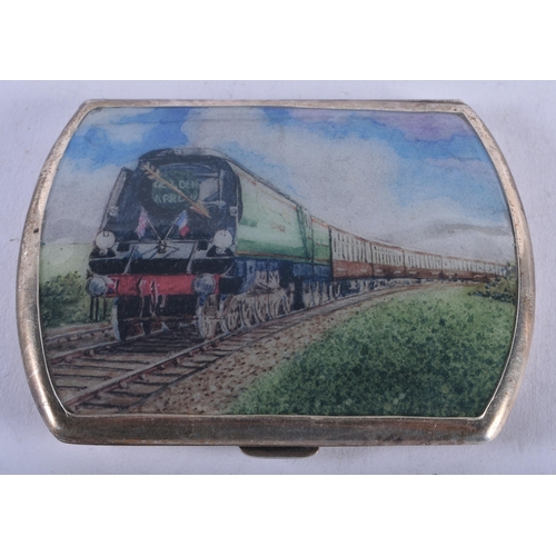 1389 - A SILVER LOCOMOTIVE CASE. Birmingham 1922. 9 cm x 6.75 cm.