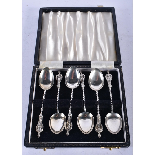 1410 - A Victorian Cased Set of Six Silver Spoons with a Soldier in Boer War Uniform. Hallmarked Birmingham... 