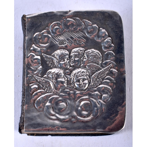 1413 - A Prayer Book with Silver Front decorated with Wind Billowing Around Cherubs. Hallmarked Birmingham ... 