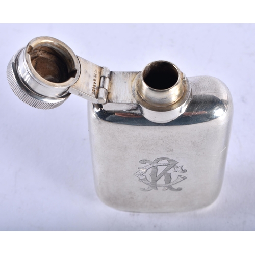 1417 - A Curved Back Silver Screw Top Hip Flask by William Neale & Son Ltd. Hallmarked Birmingham 1920.  8.... 