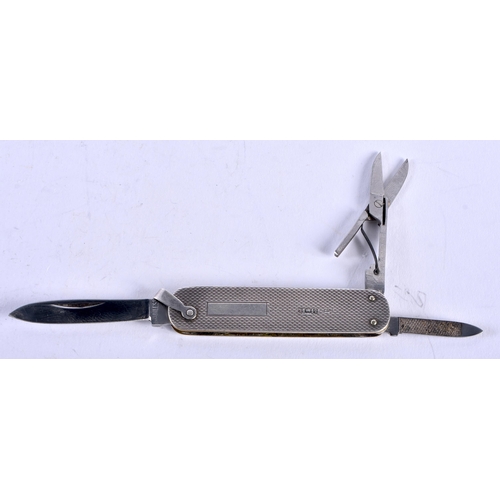 1424 - A Silver Bladed Multi-Tool with a Vacant Cartouche.  Hallmarked Birmingham 1972.  16.5cm x 1.5cm (ex... 