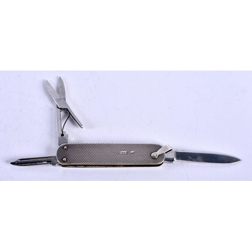 1424 - A Silver Bladed Multi-Tool with a Vacant Cartouche.  Hallmarked Birmingham 1972.  16.5cm x 1.5cm (ex... 