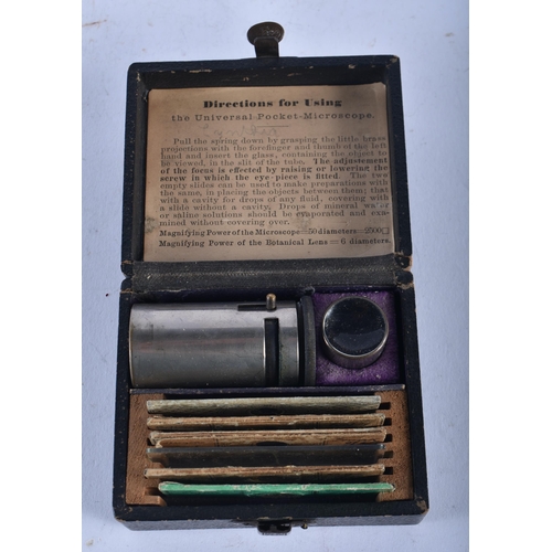 1429 - A Cased 19th Century Irish Universal Pocket Microscope by Yeates and Sons of Dublin. Includes Extra ... 