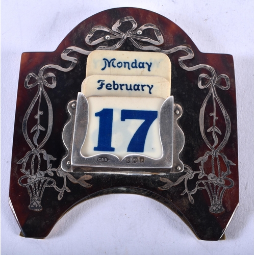 1431 - A Victorian Silver and Tortoiseshell Perpetual Desk Calendar. Hallmarked London 1857.  9.6cm x 8.5cm... 