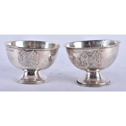 1433 - Two Edwardian Silver Bowls with a Rifle Club logo.  Hallmarked Birmingham 1909.  7.3cm x 4.6cm, tota... 