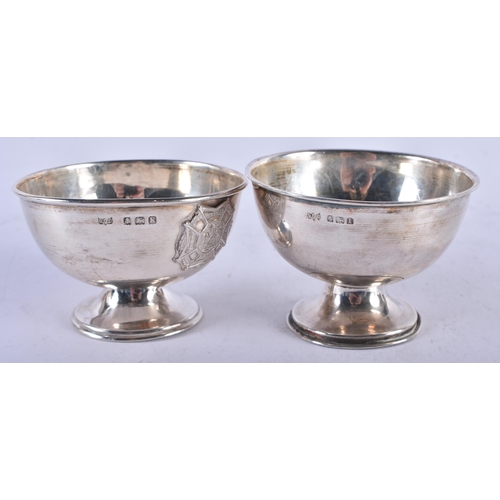 1433 - Two Edwardian Silver Bowls with a Rifle Club logo.  Hallmarked Birmingham 1909.  7.3cm x 4.6cm, tota... 