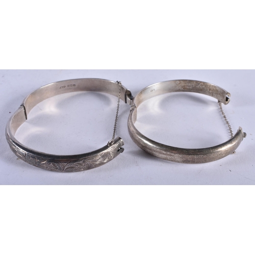 1435 - Two Bright Cut Silver Bracelets. Hallmarked Chester 1954 and 1961.  Largest Internal 5.8cm x 5.4cm. ... 