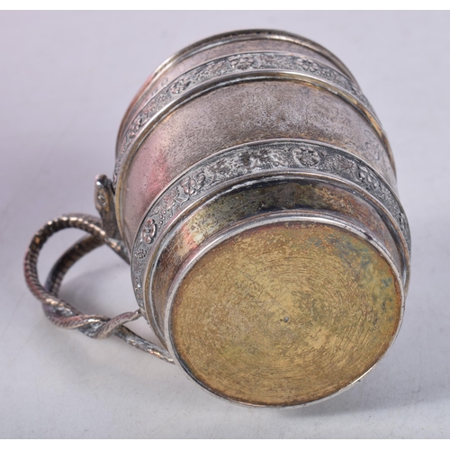 1437 - A Georgian Silver Twin Handled Mug with Snake Handles by Rebecca Emes and Edward Barnard. Hallmarked... 