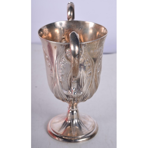 1438 - A Victorian Silver Double Handled Goble by Samuel Hayne & Dudley Cater. Hallmarked London 1859. 13cm... 