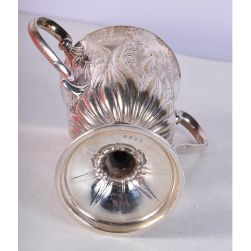 1438 - A Victorian Silver Double Handled Goble by Samuel Hayne & Dudley Cater. Hallmarked London 1859. 13cm... 