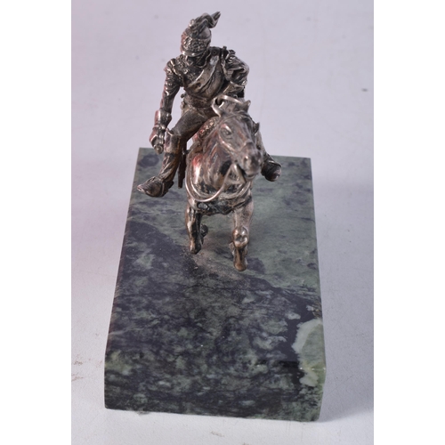 1440 - Cast Silver Sculpture of a Cavalry Musketeer Hallmarked London 1975, 10cm x 11cm x 6cm, total weight... 