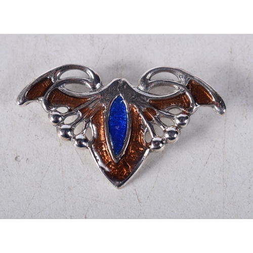 1447 - A Silver and Enamel Butterfly Brooch. Stamped Sterling, 3.5cm x 2cm, weight 4g