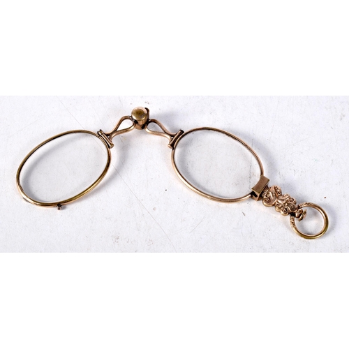 1476 - A PAIR OF ANTIQUE LORGNETTES. 16 grams. 12.5 cm x 4 cm extended.