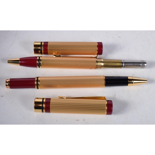 1509 - Two Art Deco Style Ballpoint Pens in an associated case. 13.5cm x 1.1cm, both need refills