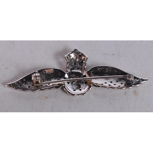 1527 - A Silver and Gem Set RAF Sweetheart Brooch. Stamped Sterling. 5.4cm x 2cm, weight 6.2g