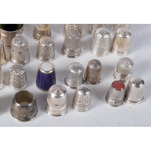 1534 - A Collection of 77 Silver Thimbles with various marks. Total weight of silver 347g (77)