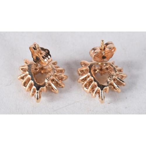 1540 - 14 Carat Gold and Diamond Heart Earrings. Stamped 585, 1.2cm x 1.2cm, weight 3.1g